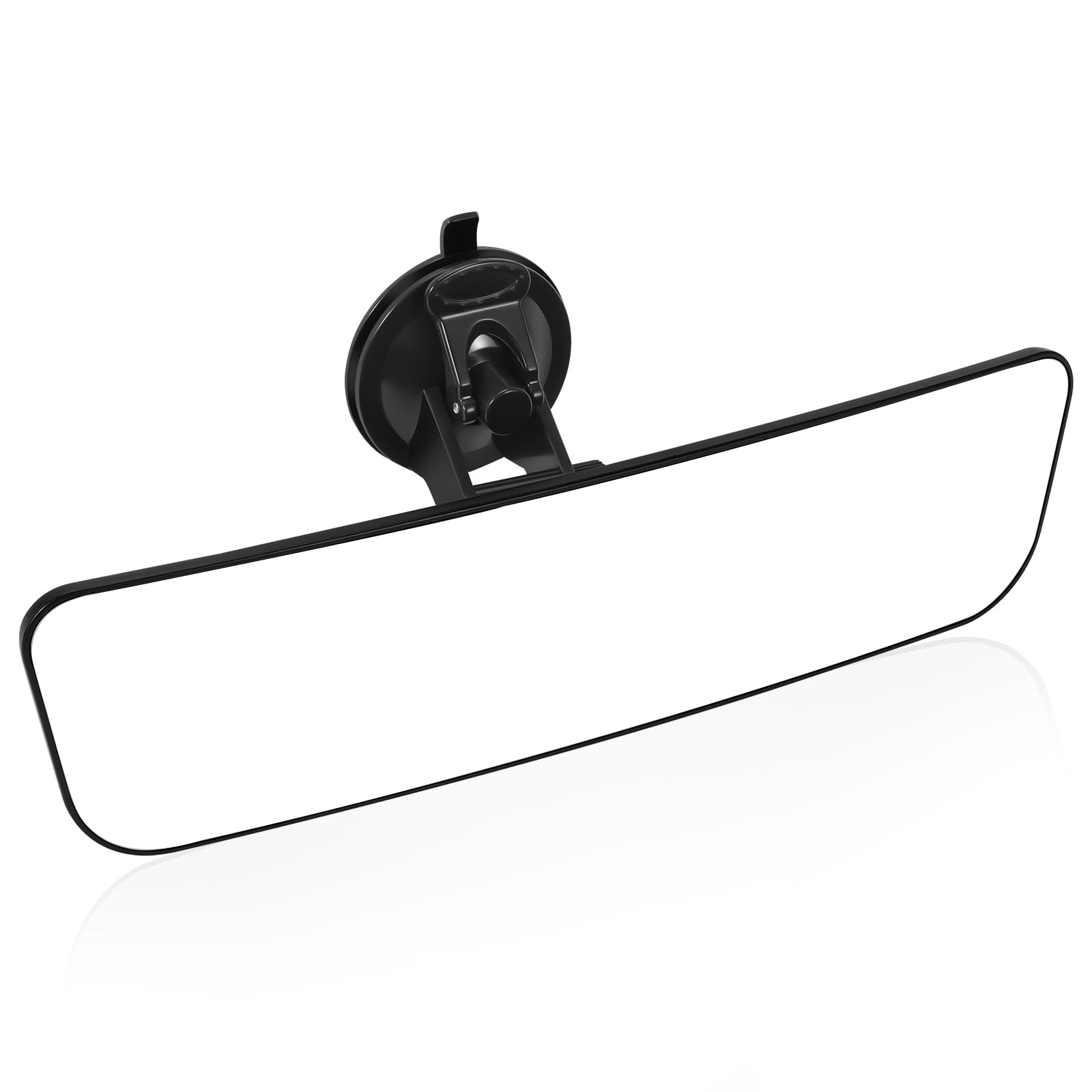12'' Large Rear View Mirror with Suction Cup, Stick on Universal Frameless Inside Rearview Blue Mirror with Parabolic Wide Angle